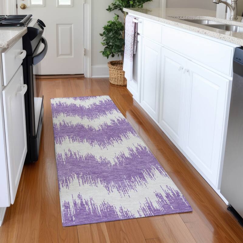 Premium Washable Super Soft Farmhouse Chevron Mayfield Rug - Purple - 2'3" x 7'6"