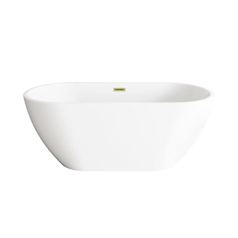 Orson Bathtub in Glossy White - Glossy White with Brushed Gold Trim - 59"