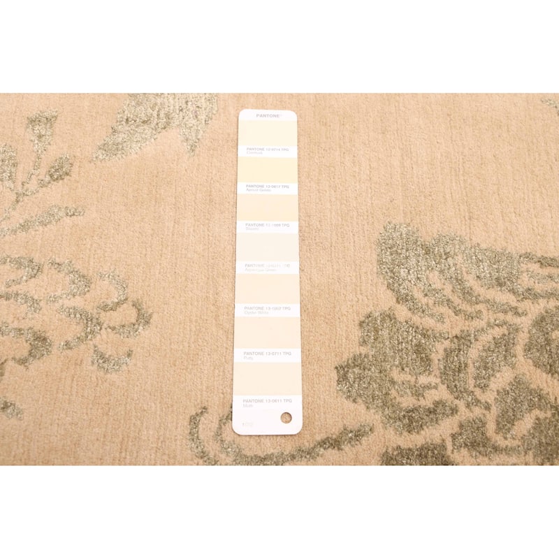 ECARPETGALLERY Hand-knotted Opulence Khaki Silk, Wool Rug - 8'0 x 10'0