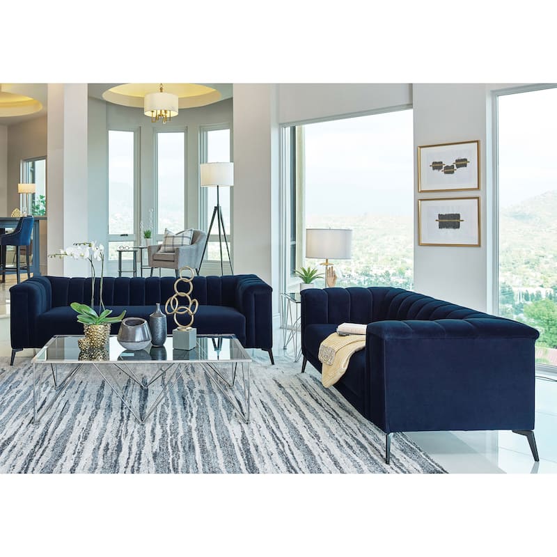 Chalet Blue 3-piece Tuxedo Arm Living Room Set - 2 Piece
