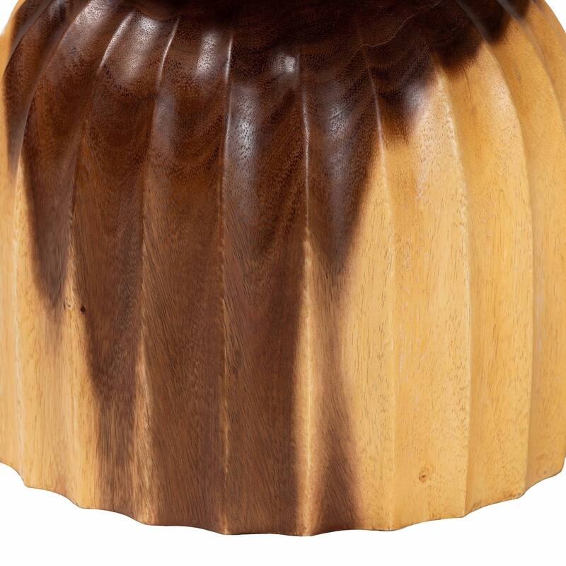 Noleta Hand-carved Suar Wood Side Table - Sculptural Hourglass Table with Natural Grain, Boho Style for Living Room or Bedroom