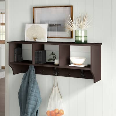 5 Hook Wall Mounted Coat Rack with Storage
