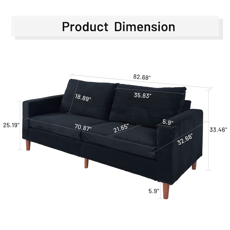 Chic 83 in. Chenille Convertible Futon Sofa Bed, Loveseat Sofa with Square Arm for Living Space