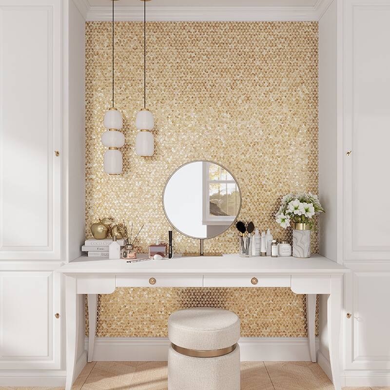 Apollo tile 12" x 12" Majeste Glossy Shimmer Gold Glass Tile (10.34 sq ft/case) - 10 Pack