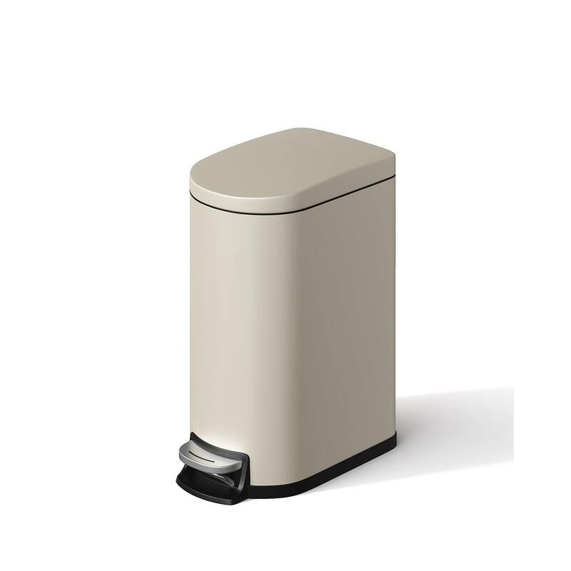 2.6 Gallon/10 Liter Slim Trash Can, Stainless Steel Garbage Bin with Removable Inner Bucket - Off-White