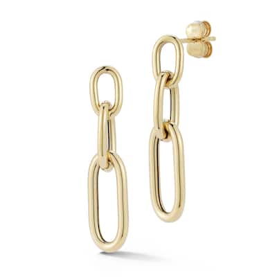 Soleil 14K Gold Tri Link Drop Earrings