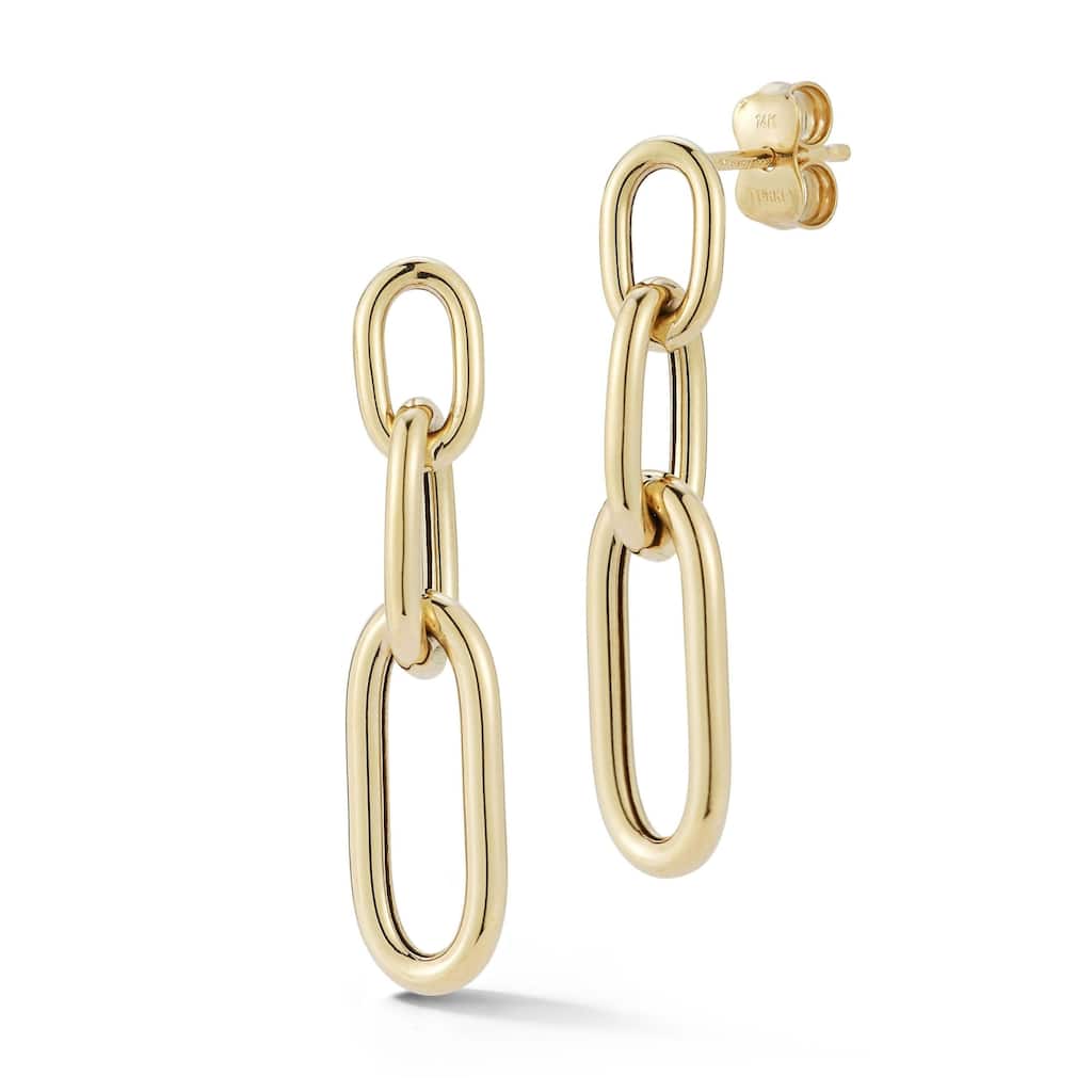 Soleil 14K Gold Tri Link Drop Earrings