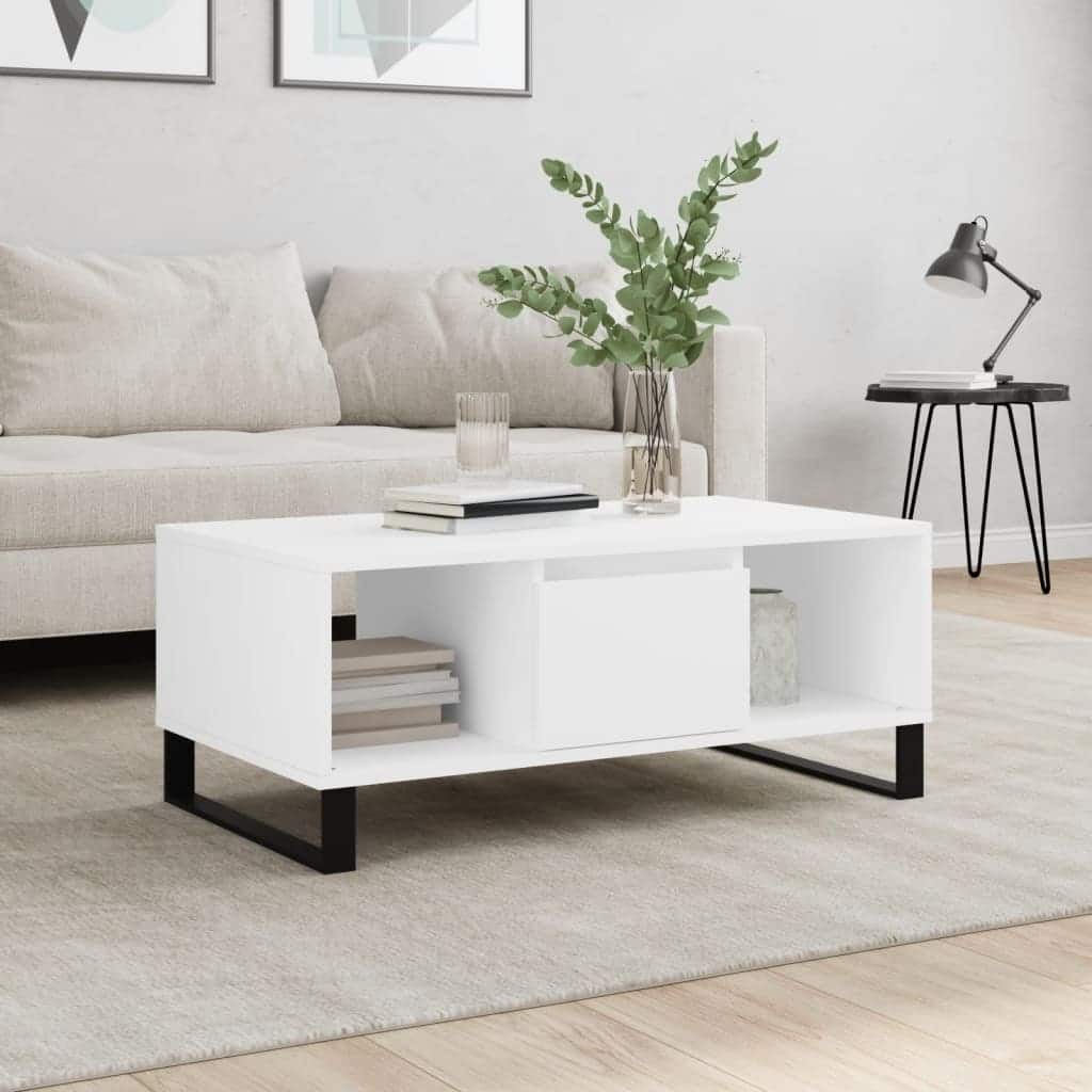 vidaXL Coffee Table White Engineered wood, metal Medium Coffee Table - 19.7 x 35.4 x 14.4 in