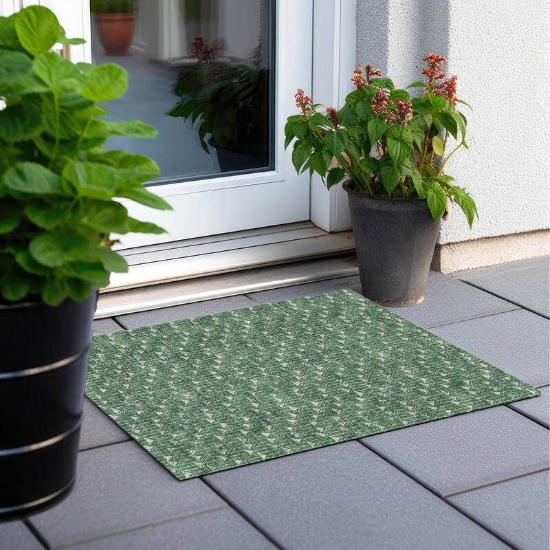 Alsifi Sleek Geometric Weather Resistant Timeless Fusion Outdoor Rug