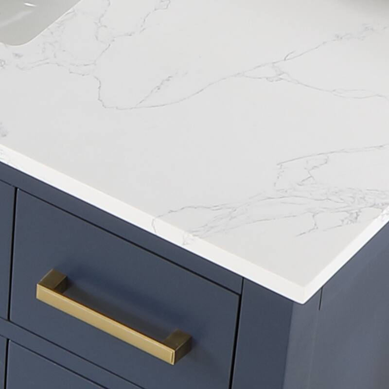 Altair Gavino Bath Vanity with Grain White Composite Stone Top and Mirror
