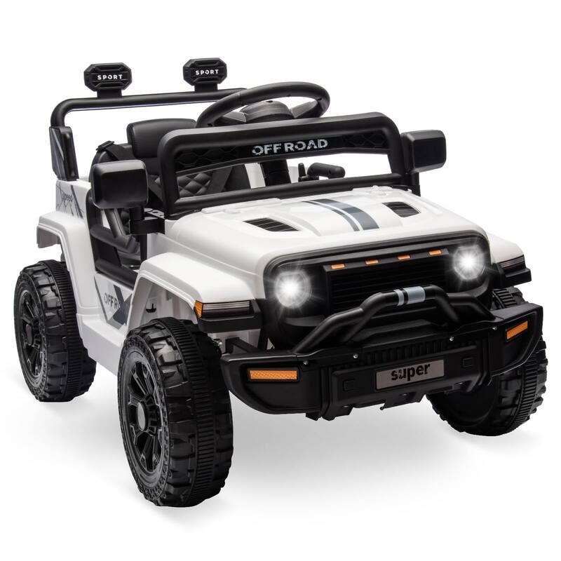 Ride On Truck for Kids, 12V Battery Powered Toy Car with Remote Control - White