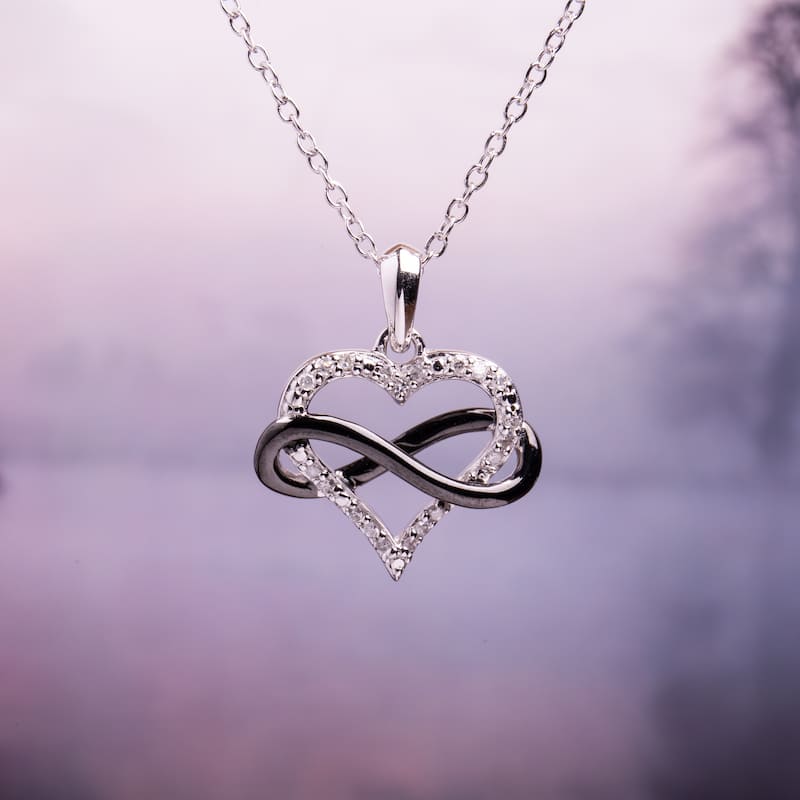 Miadora Two-Tone Sterling Silver 1/10ct TDW Diamond Infinity Heart Necklace