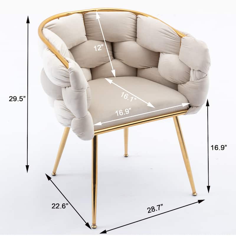Simple Leisure Velvet Accent Chair Dresser Stool Set of 2, with Gold Metal Foot