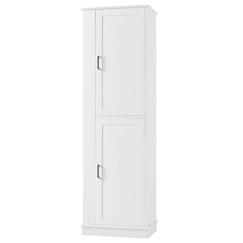 Freestanding Cabinet Tall Bathroom Storage Cabinet with Left or Right Hook, Adjustable Shelves and Anti-toppling Device