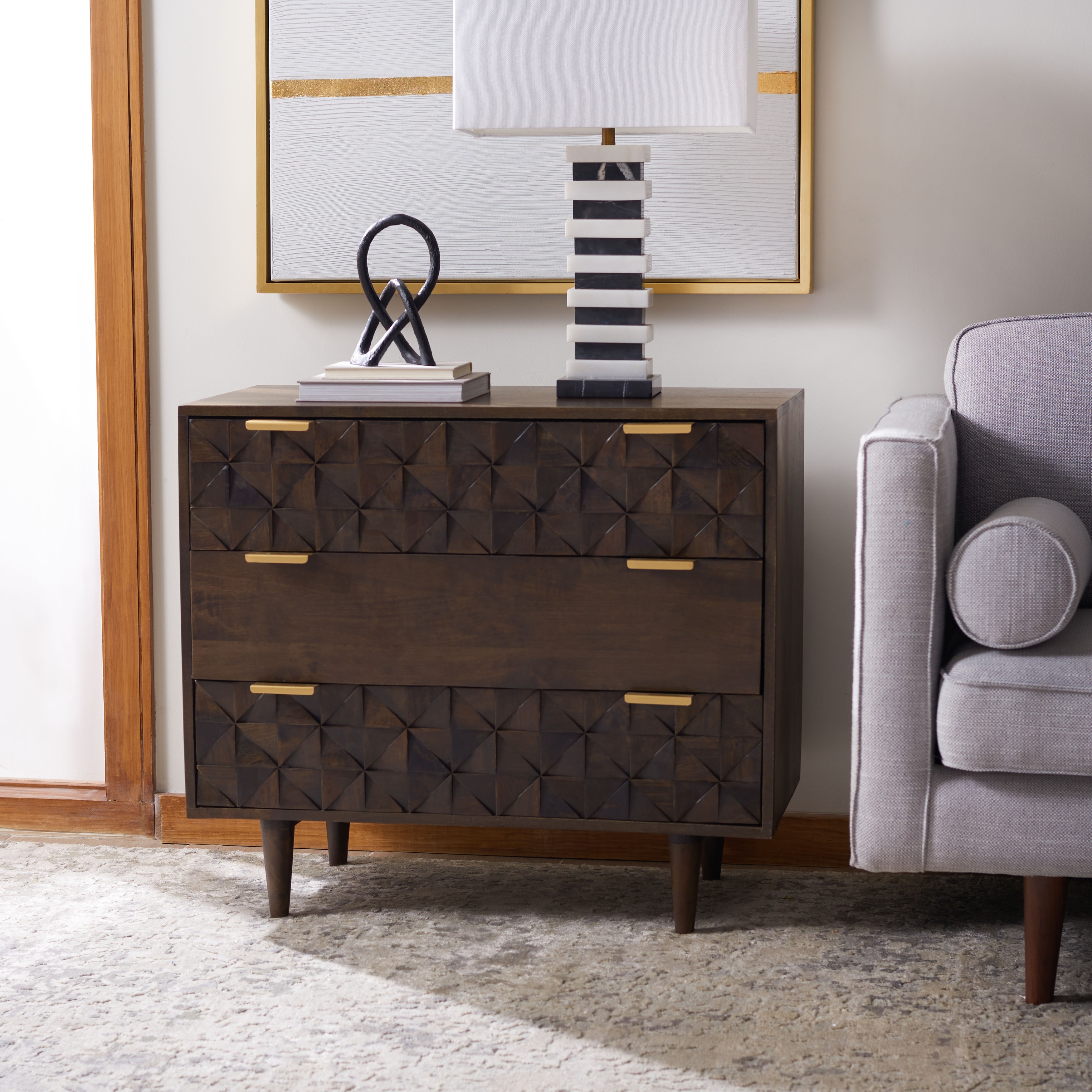 SAFAVIEH Cena 3-Drawer Storage Bedroom Chest