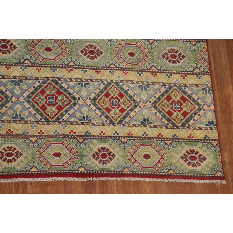 Striped Kazak Area Rug Handmade Wool Carpet - 9'9"x 12'3"