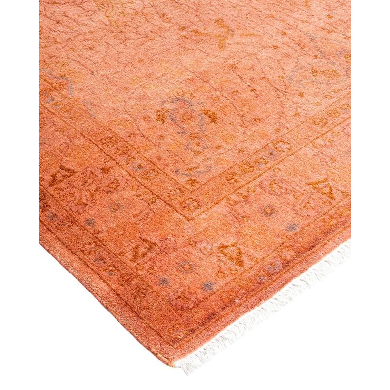 Overton Hand Knotted Wool Vintage Inspired Modern Contemporary Overdyed Pink Area Rug - 3' 2" x 5' 4"