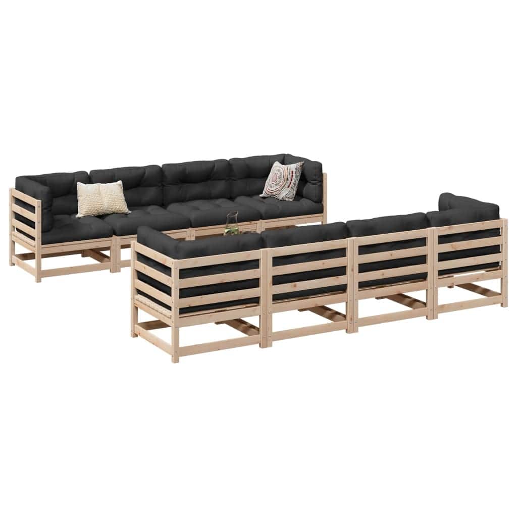 vidaXL Patio Sofa Set Modular Outdoor Conversation 9 Piece Solid Wood Pine - 27.6 x 27.6 x 26.4