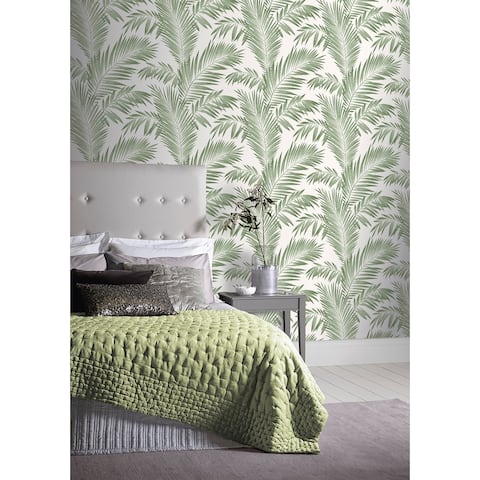 Tropical Palm Leaf Green Wallpaper - 20.8 in. W x 33ft L