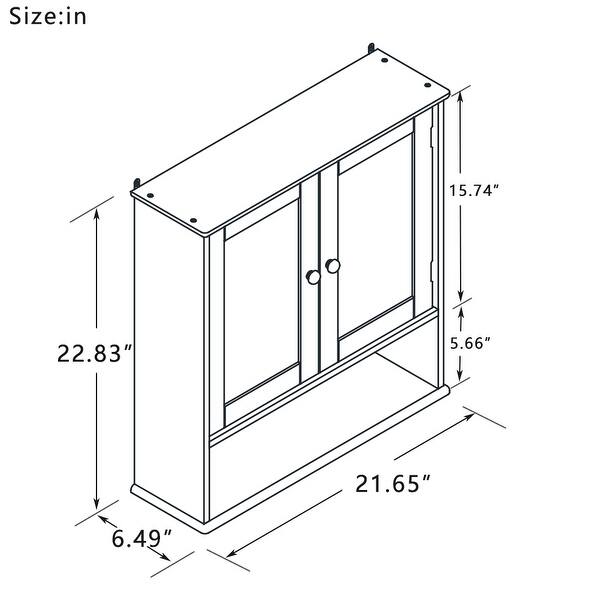Bathroom Wall Cabinet with Doule Mirror Doors and Shelvs - Bed Bath ...