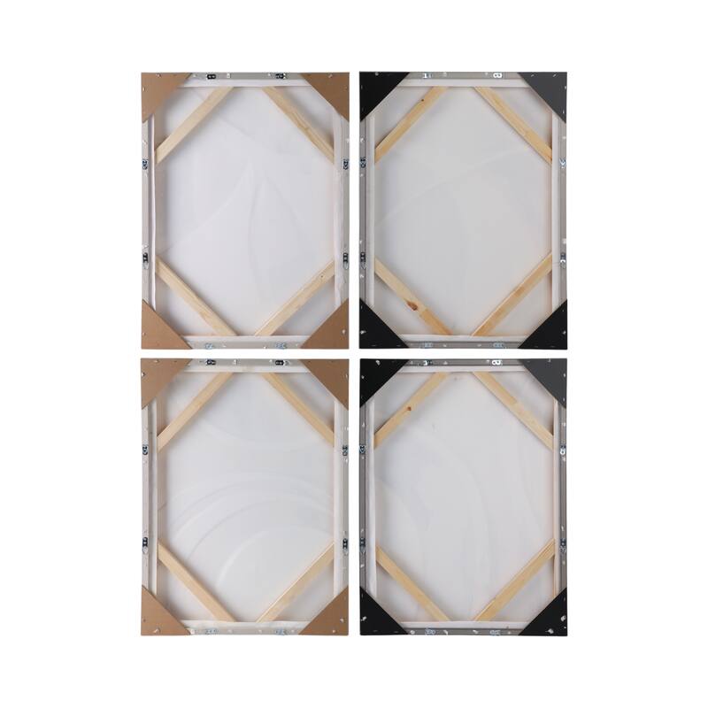 Canvas Art Wood Frame Abstract Textured Design (Set of 4) - 32" Ivory