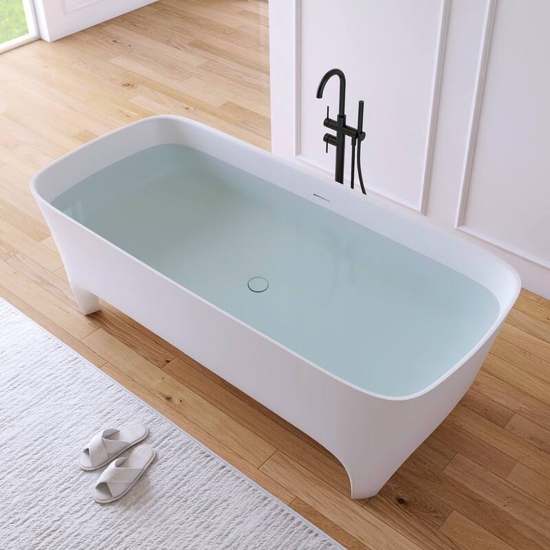 MEDUNJESS 71'' Freestanding Bathtub Solid Surface Soaking Tub