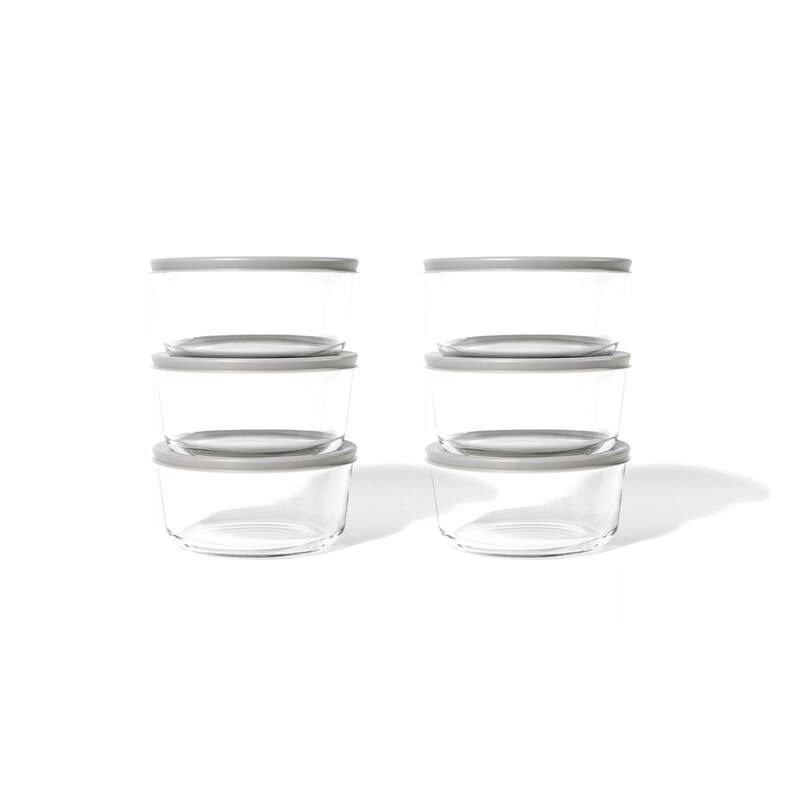 Glass Food Storage Containers Set - Round, 2-Cup (16oz) BPA-Free, Microwave & Oven Safe, Airtight Lids