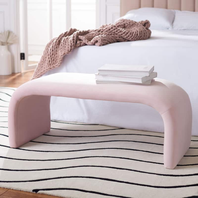 SAFAVIEH Margarett Modern Minimalist Glam Bench - 45" W x 18" D x 19" H - 45"W x 18"D x 19"H - Light Pink