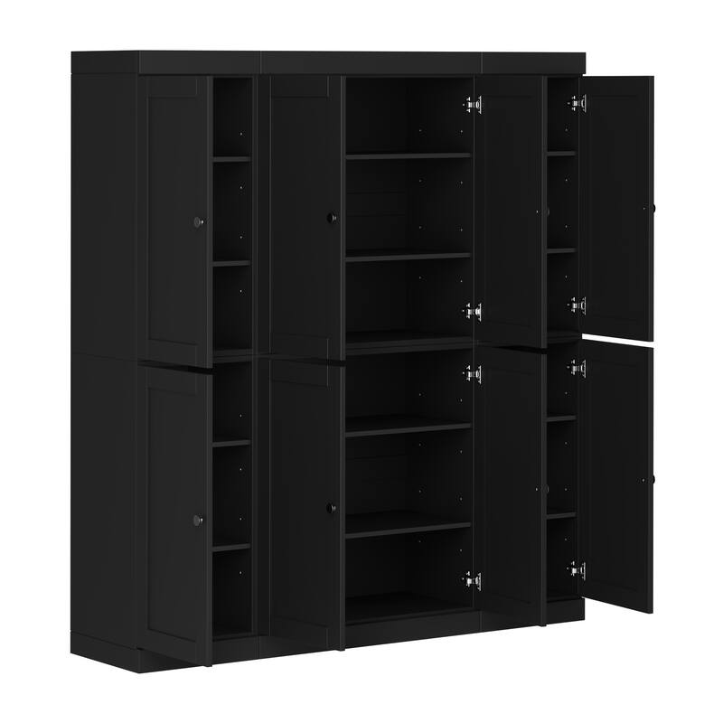 Palace Imports 100% Solid Wood 65" Pantry Cabinet with Shaker Doors and Adjustable Shelves