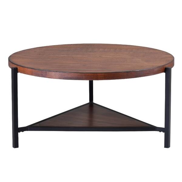 Merax Round Coffee Table With Storage Open Shelf And Metal Legs Overstock 33085861