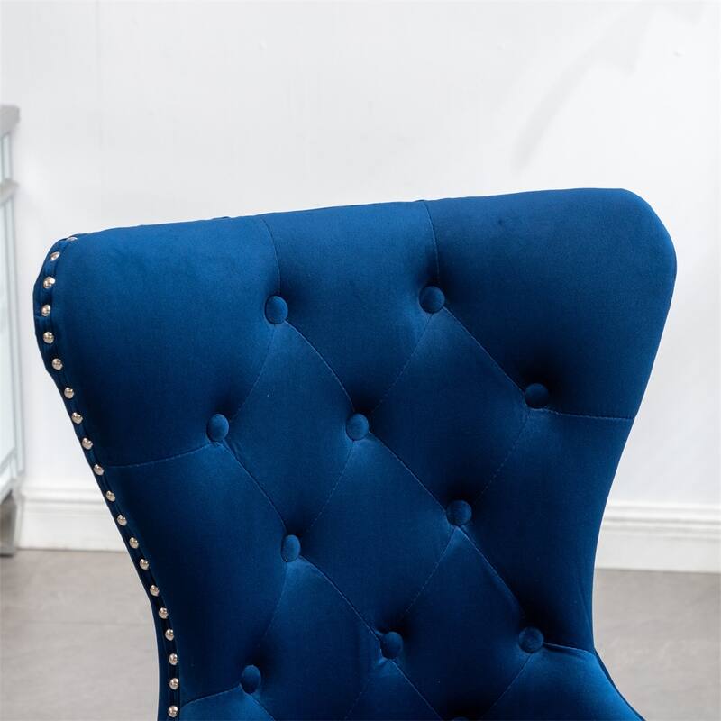 Tufted Velvet Chair with Nailhead Trim, Set of 2