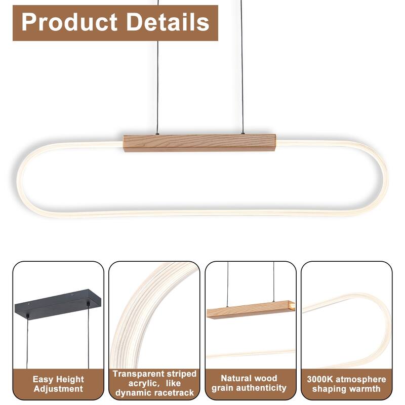 47" Dimmable LED Pendant Light Clear Acrylic Shade Kitchen Island - L47-in