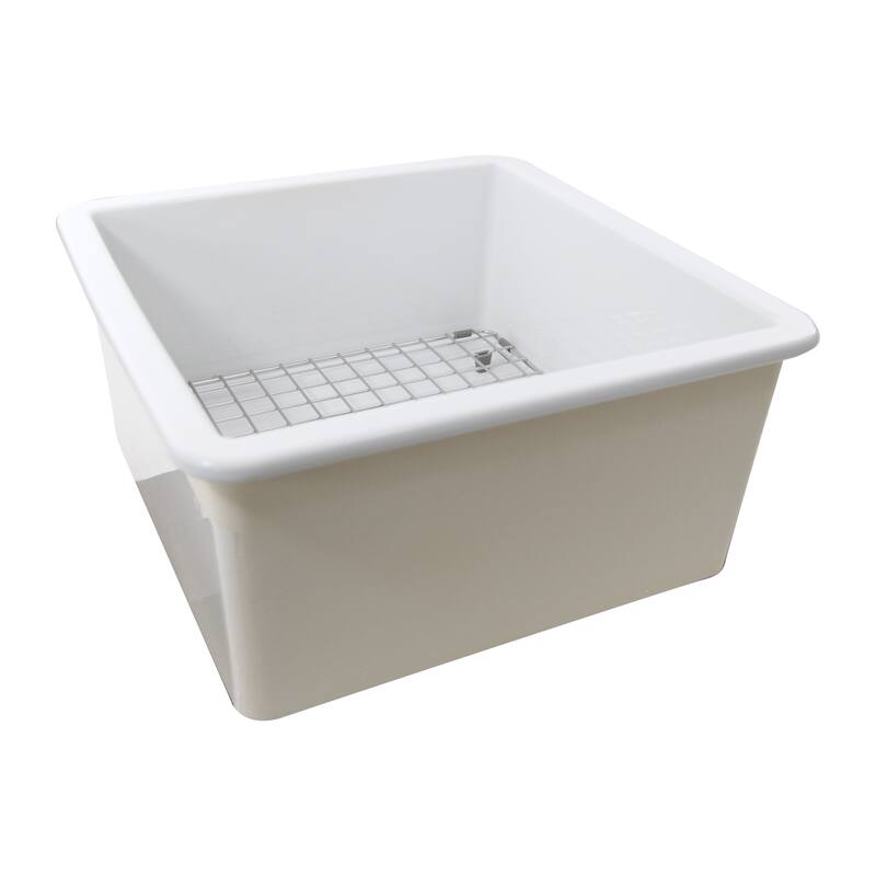 Highpoint Collection 16 Inch Square Fine Fireclay Kitchen Prep or Bar Sink - 18 x 18 x8.5 inches