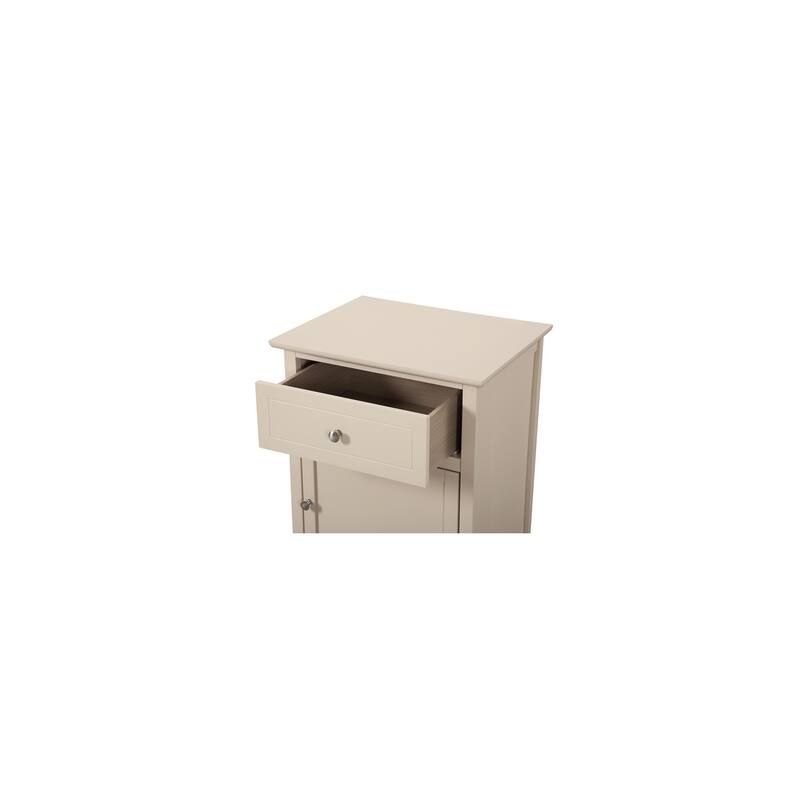 Beige Nightstand 28x23x17 with Three Drawers, Contemporary Bedside Table for Bedroom Storage and Rich Stylish Finish