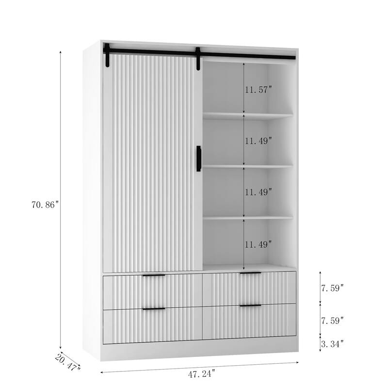 Storage Cabinet with Door Drawers Open Shelves