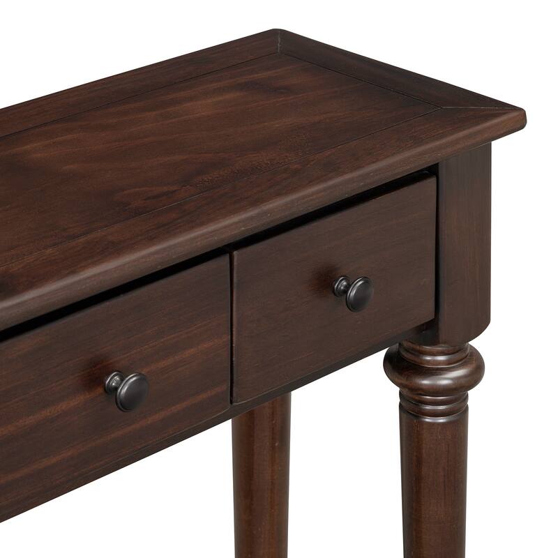Entryway Table With 4 Drawers, Retro Console Table With Open Shelf For Entryways, Living Rooms, And Hallways