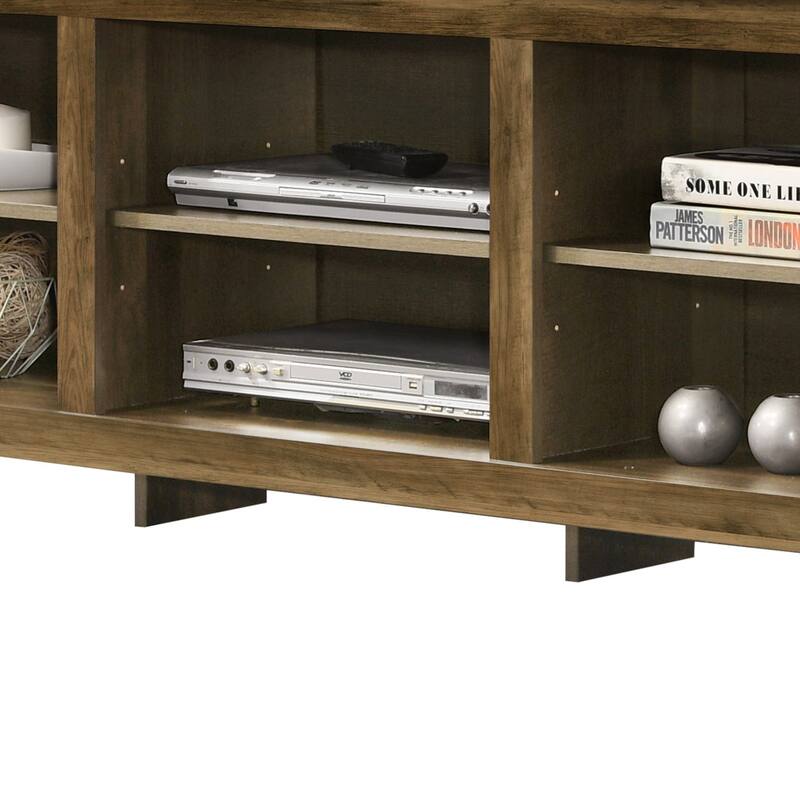 TV Stand with Open Shelves and Cable Management - Brown