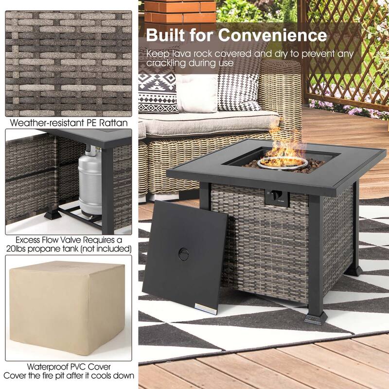Costway 9 Pieces Patio Furniture Set with 50,000 BTU Propane Fire Pit - See Details