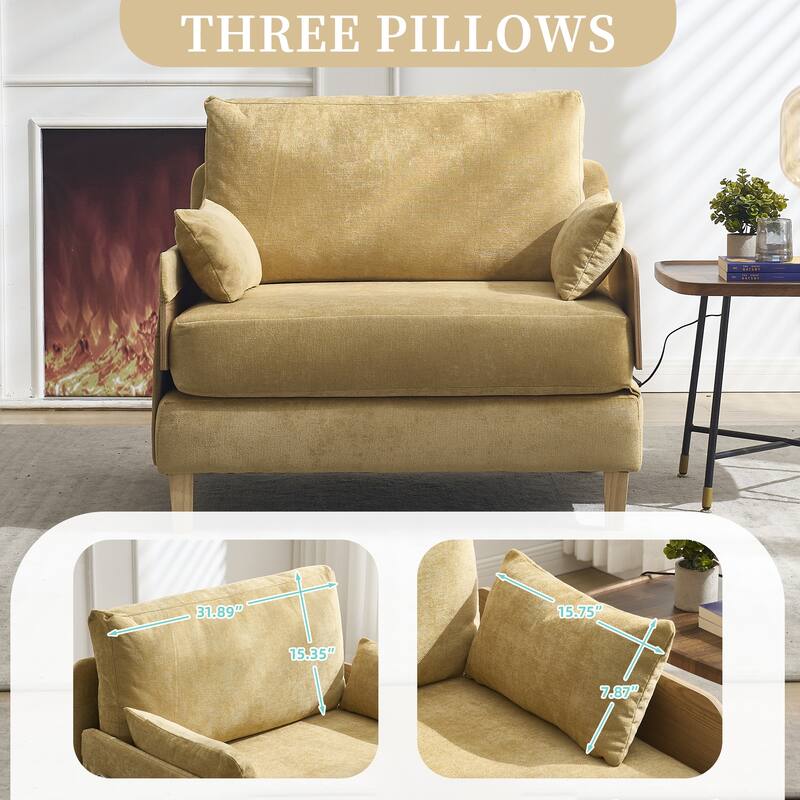 Foldable Sofa Bed Recliner, 3-In-1 Convertible Sleeper, Suitable For Small Spaces, With Three Pillows