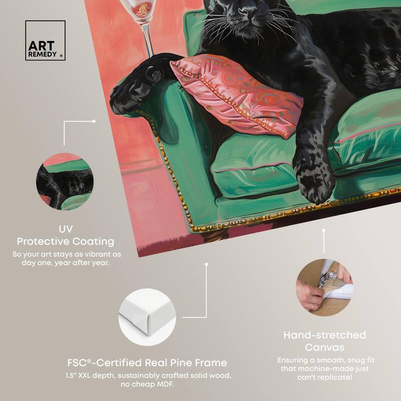 Lounging Panther Canvas by Art Remedy, Gallery Wrapped