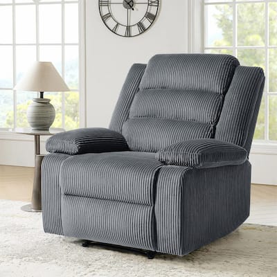 Classic Corduroy Upholstered Push Back Manual Recliner Chair