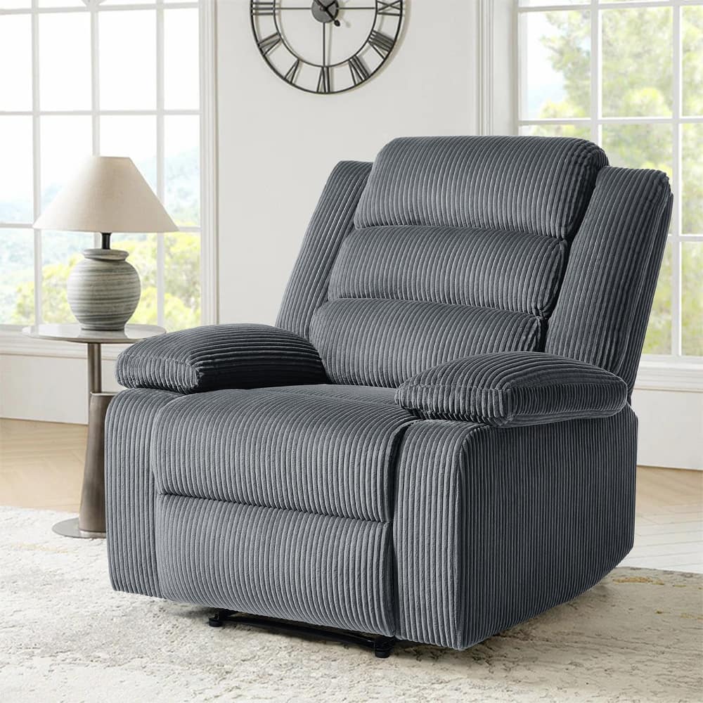 Classic Corduroy Upholstered Push Back Manual Recliner Chair