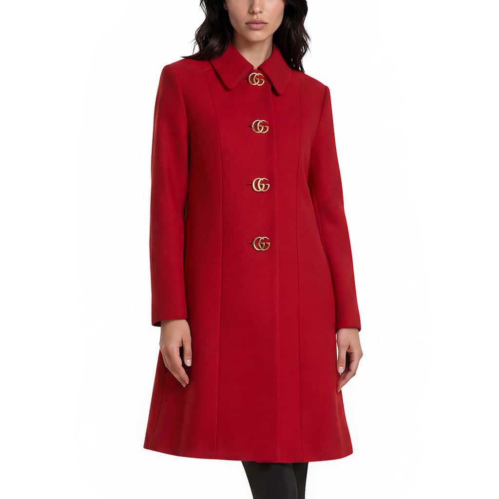 Gucci Wool Natte Coat with Double G Buttons