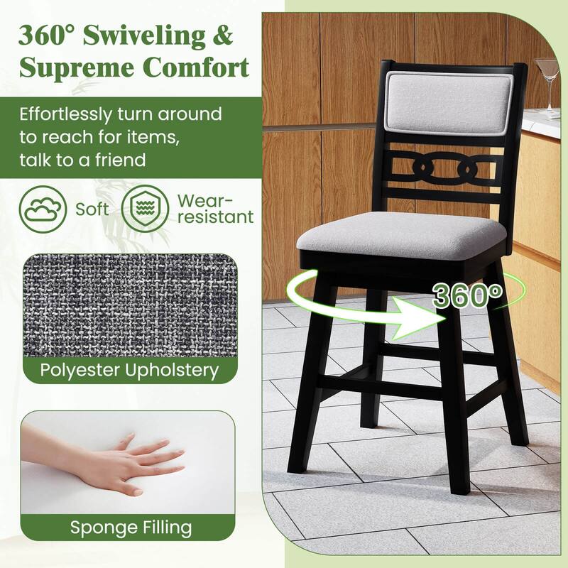 Costway 25" Swivel Counter Height Chairs Set of 2/4 with Upholstered - See Details