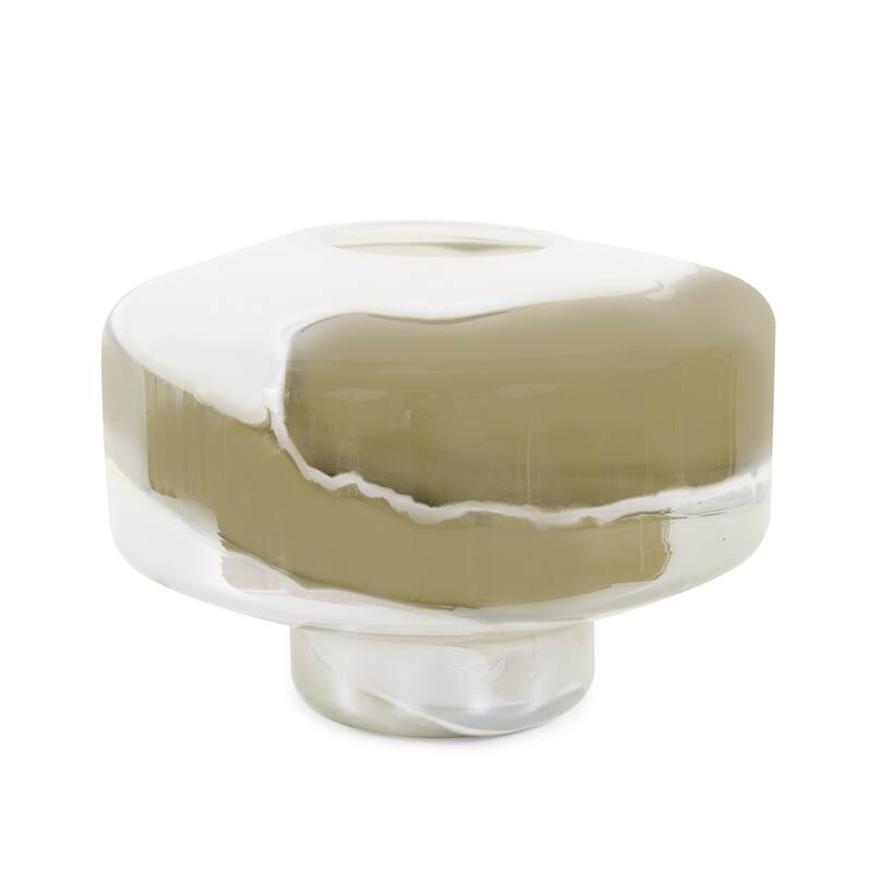 Allan Andrews Green & White Rounded-Edged Cylindrical Glass Vase