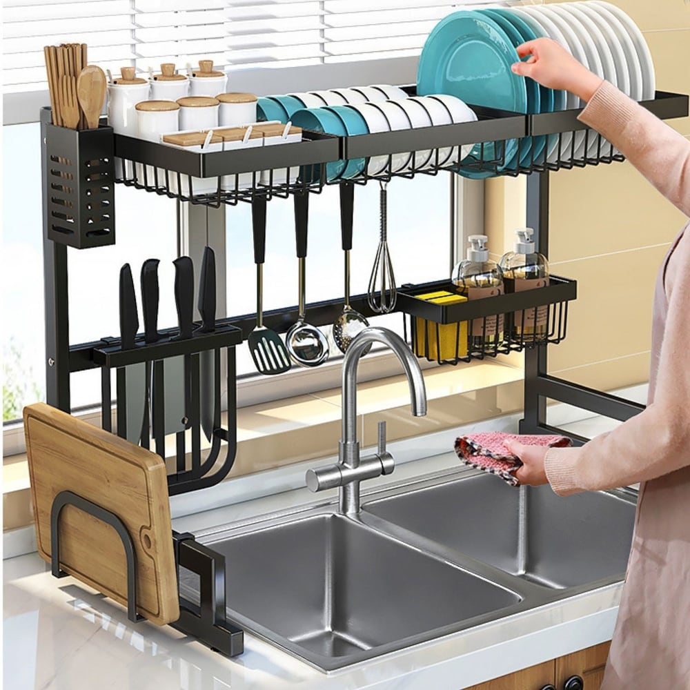 Compact Kitchen Dish Drying Rack, Fingerprint-Proof Stainless Steel Frame,  Grey Plastic - On Sale - Bed Bath & Beyond - 37280266