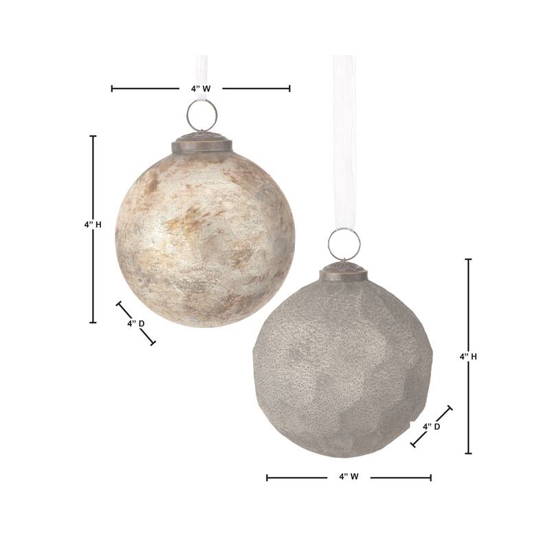 4" Glass Art Ball Ornament Set of 4