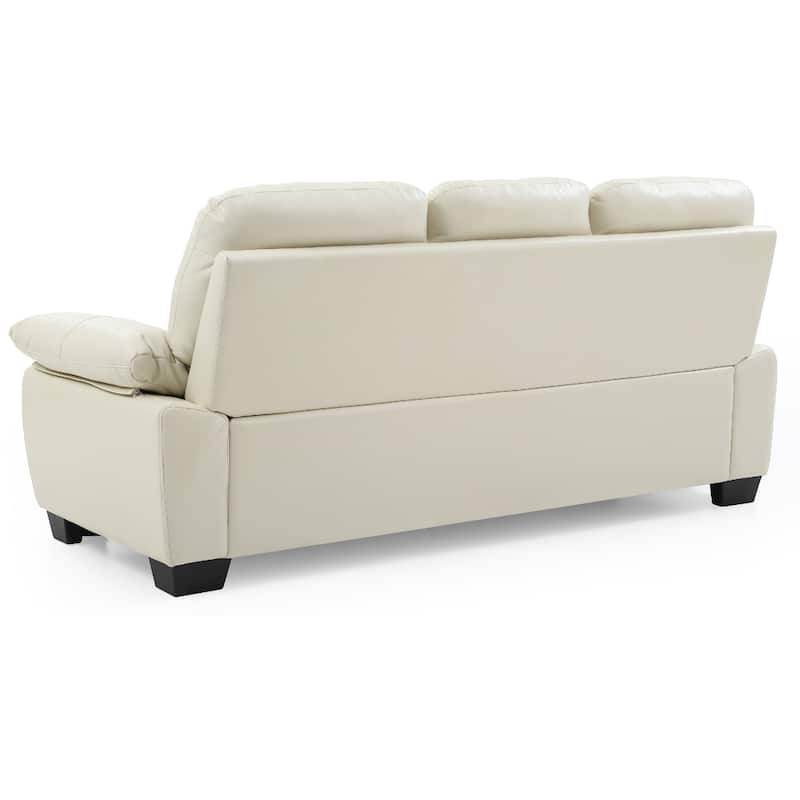 Flared Arm Faux Leather Straight Sofa - 78" - Beige
