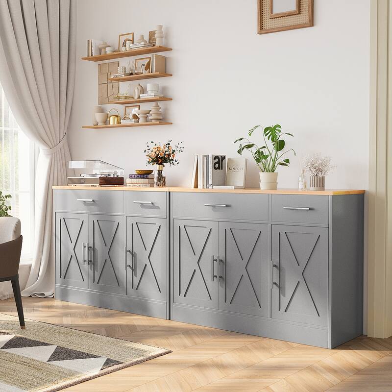 3-Door Buffet Sideboard Accent Cabinet - Multifunctional Organizer