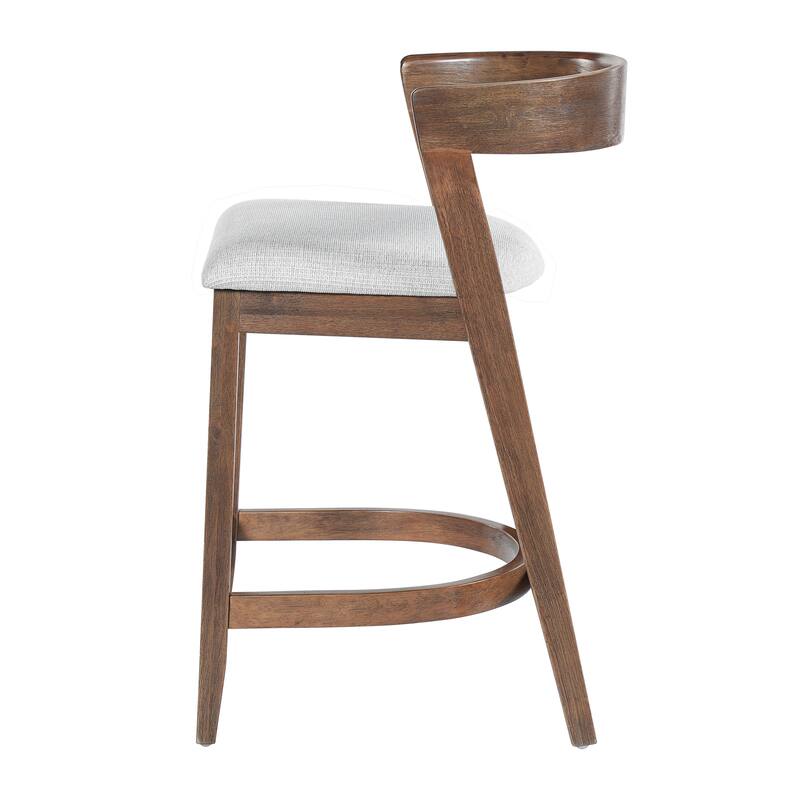 Christopher Knight Home - Mid-Century Upholstered Wooden Counter Stools - 27" Seat Height Bar Stools with Back, Set of 2